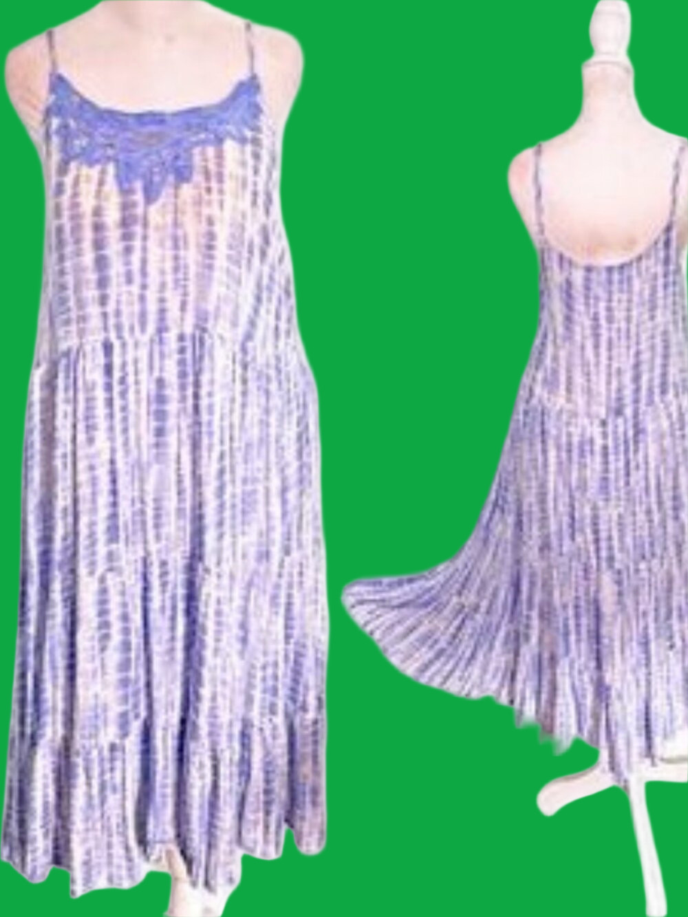 Vintage Boho Appliqué Tie Dye Sundress